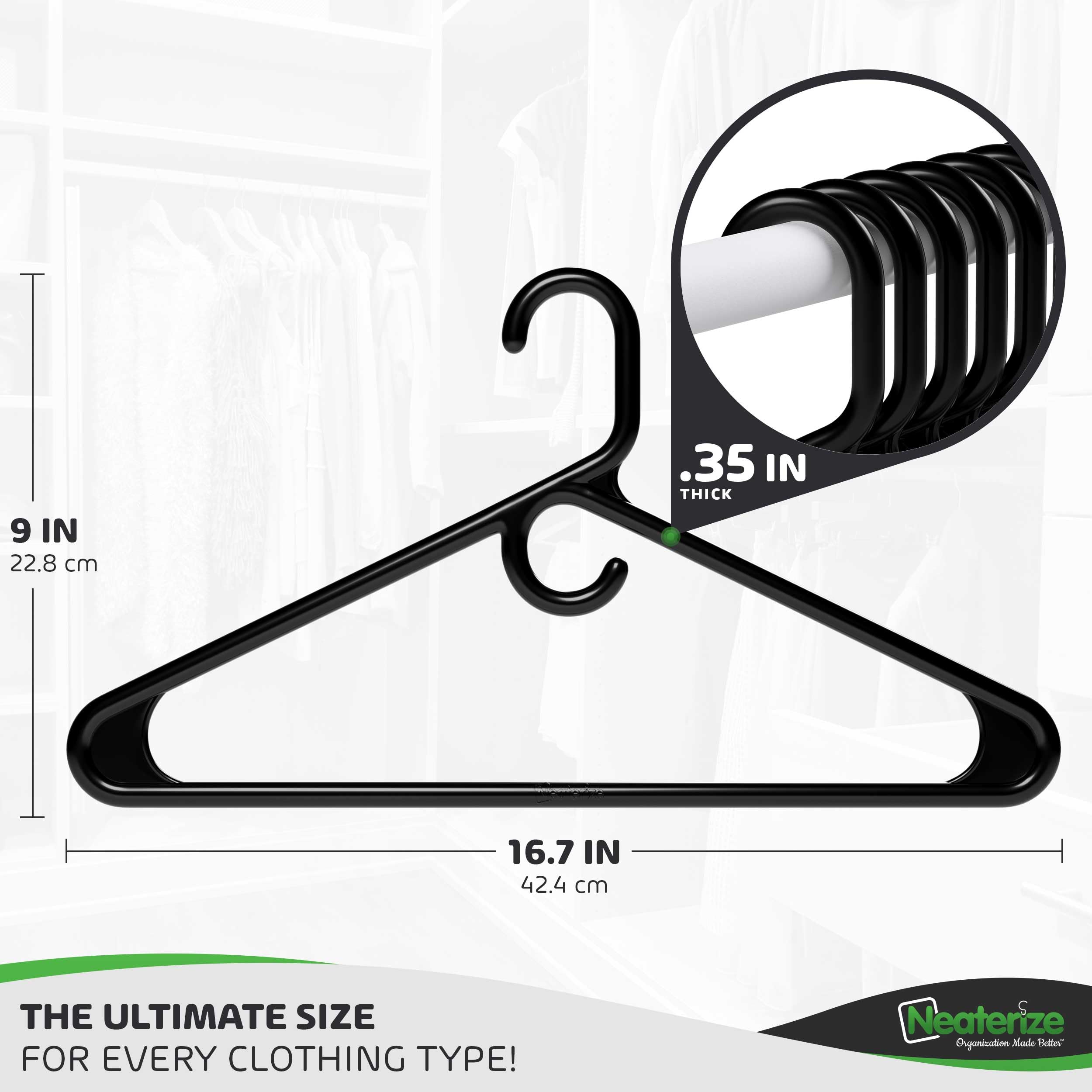 Ultra Heavy Duty Plastic Clothes Hangers - Black - Durable Coat, Suit And Clothes Hanger. Perchas De Ropa (24 Pack - Black)